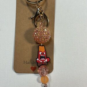 Colorful Beaded Keychain with Anger Cartoon Charm